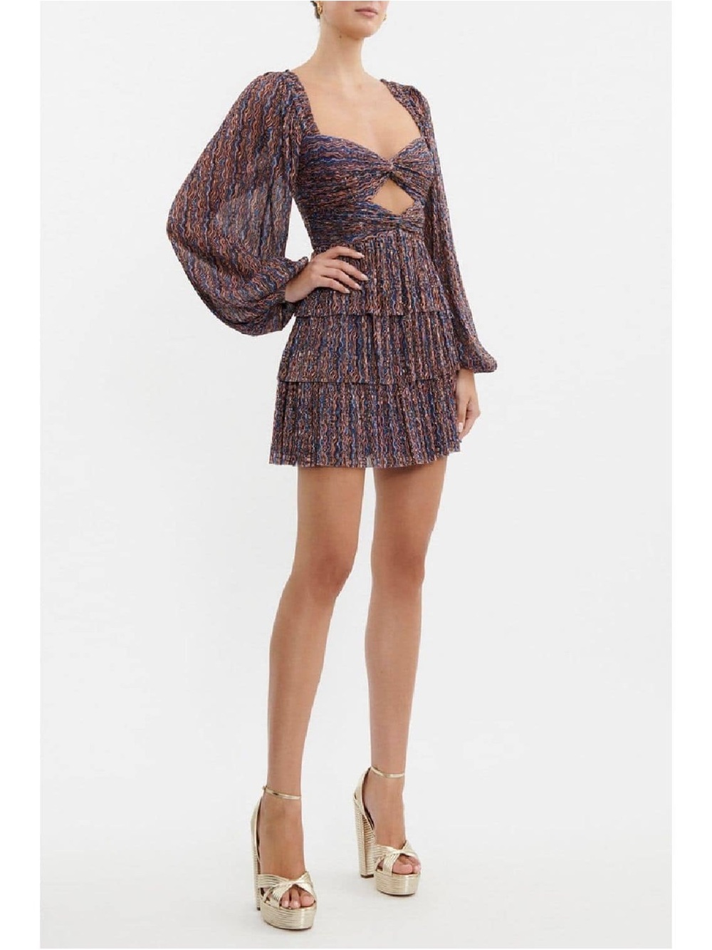 REBECCA VALLANCE
Blossom tiered printed plissé-crepon mini dress size US 4